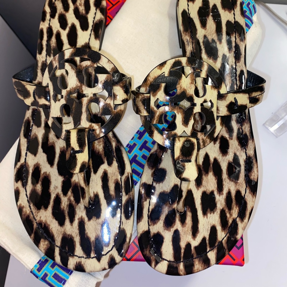 Tory Burch Miller Sandal Natural Leopard sz 8.5